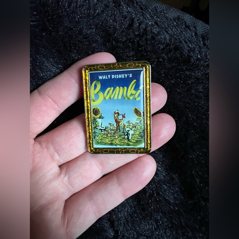 Disney Bambi Gold Frame Enamel Pin with Blue and Yellow Artwork